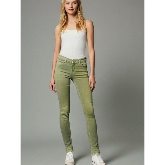 Old Navy Women's Rockstar Super Skinny Jeans Stretch Raw Hem Light Green Size 0P - Picture 1 of 14